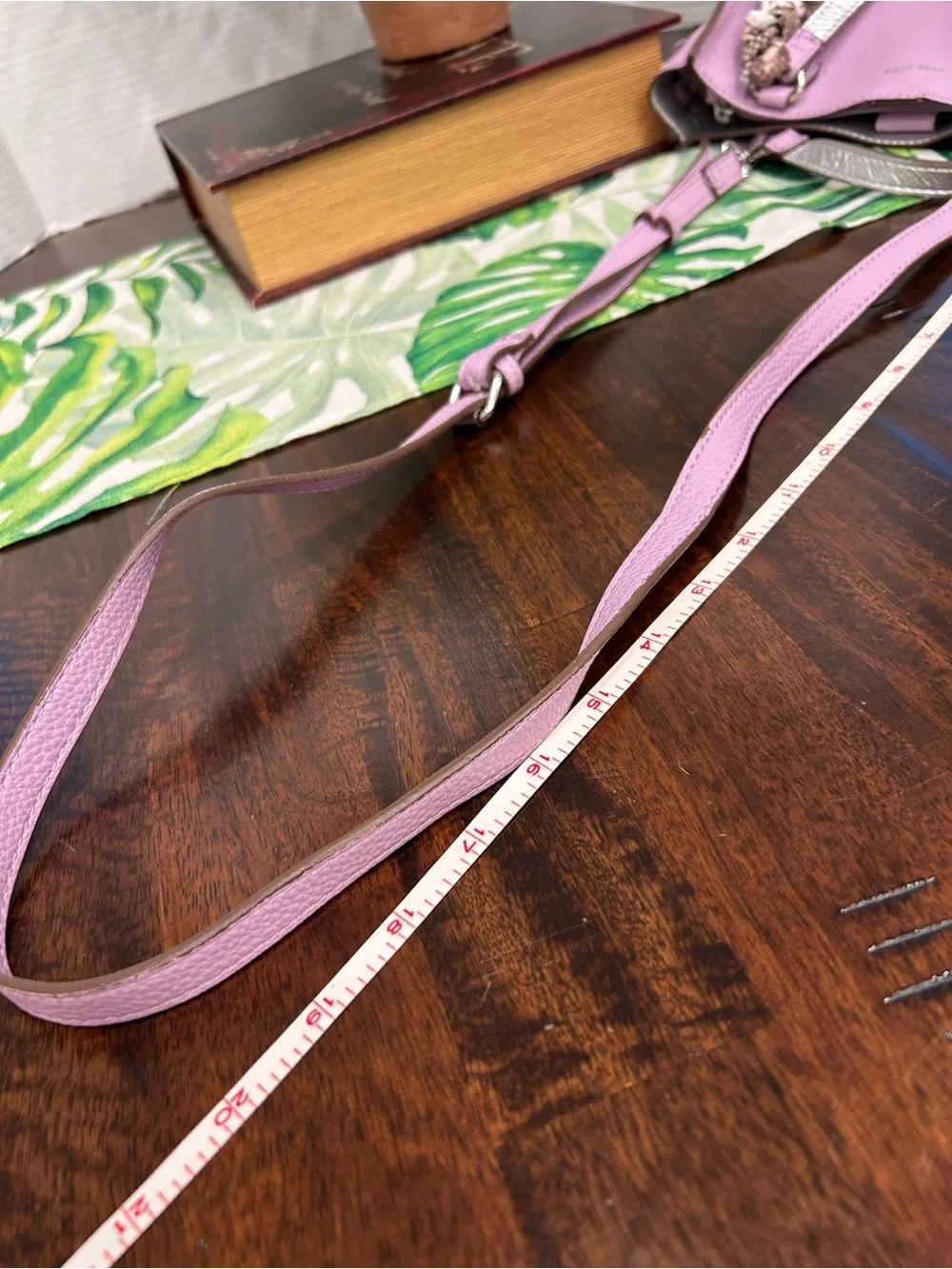 Anne Klein Lilac Crossbody Tote with Snake-Print Scarf Accent